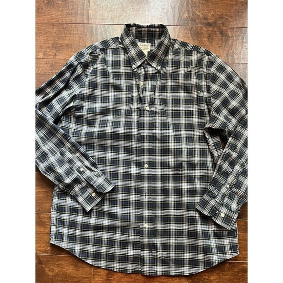 L.L. Bean Mens Traditional Fit Plaid Button Down Long Sleeve Sz L 100% Cotton - Picture 1 of 5
